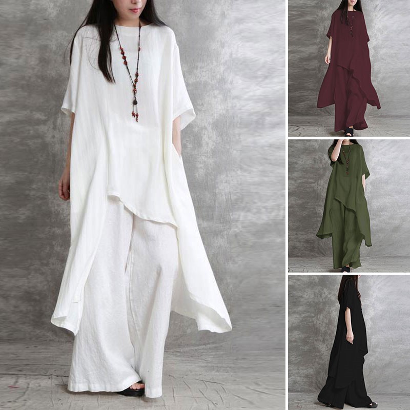 Winter Clothing Gear - Women's Cotton Linen 2-piece Sets Large