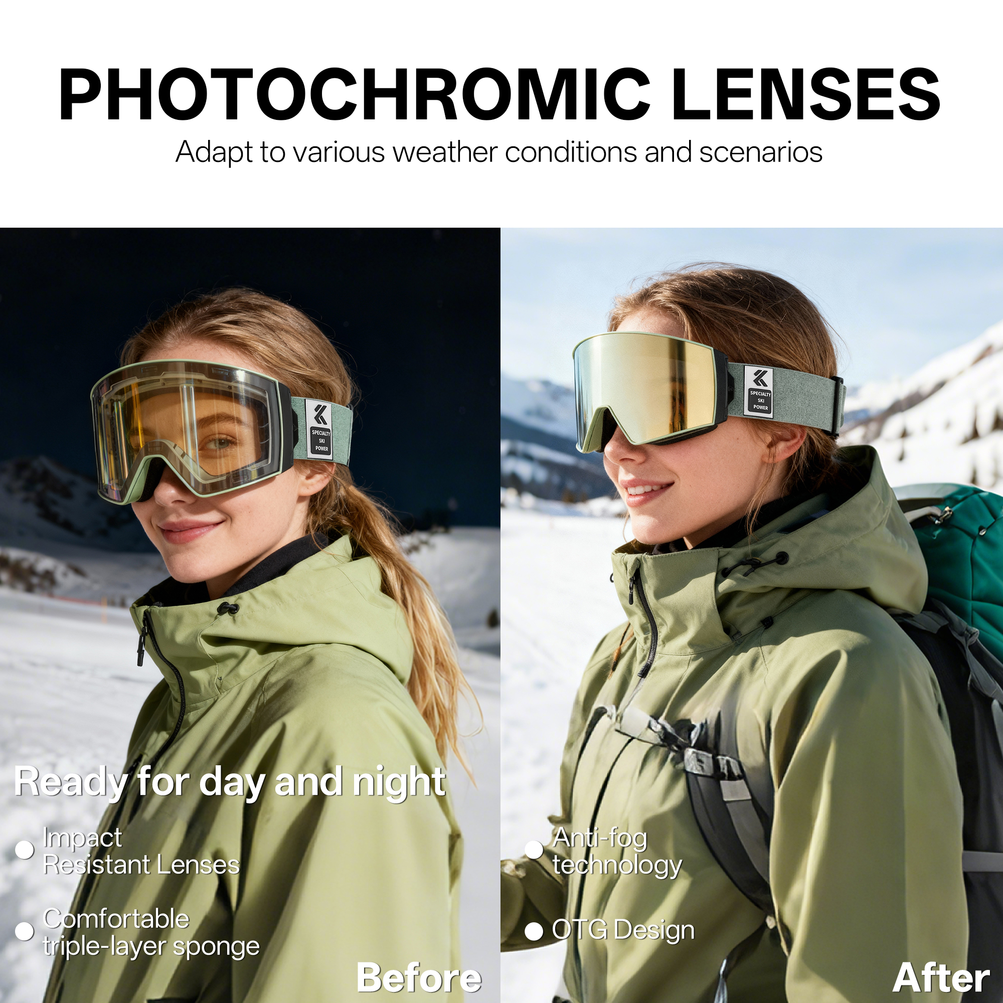 Snow Goggle Uv - Kapvoe Photochromic Outdoor Ski Goggles Magnetic