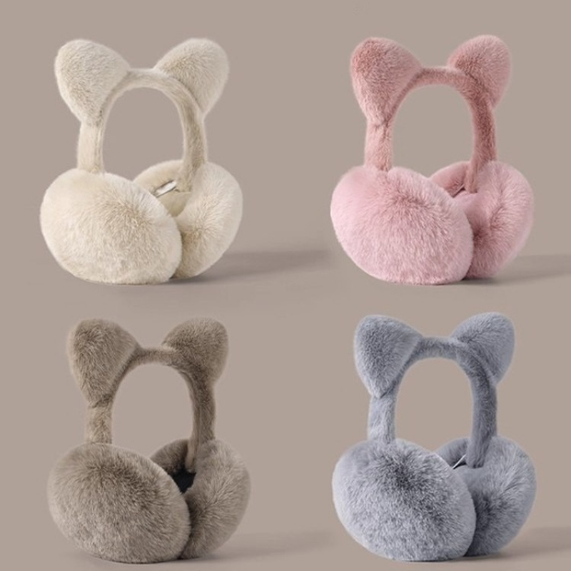 Ear Muff Foldable - Cat ears foldable earmuffs plush warm