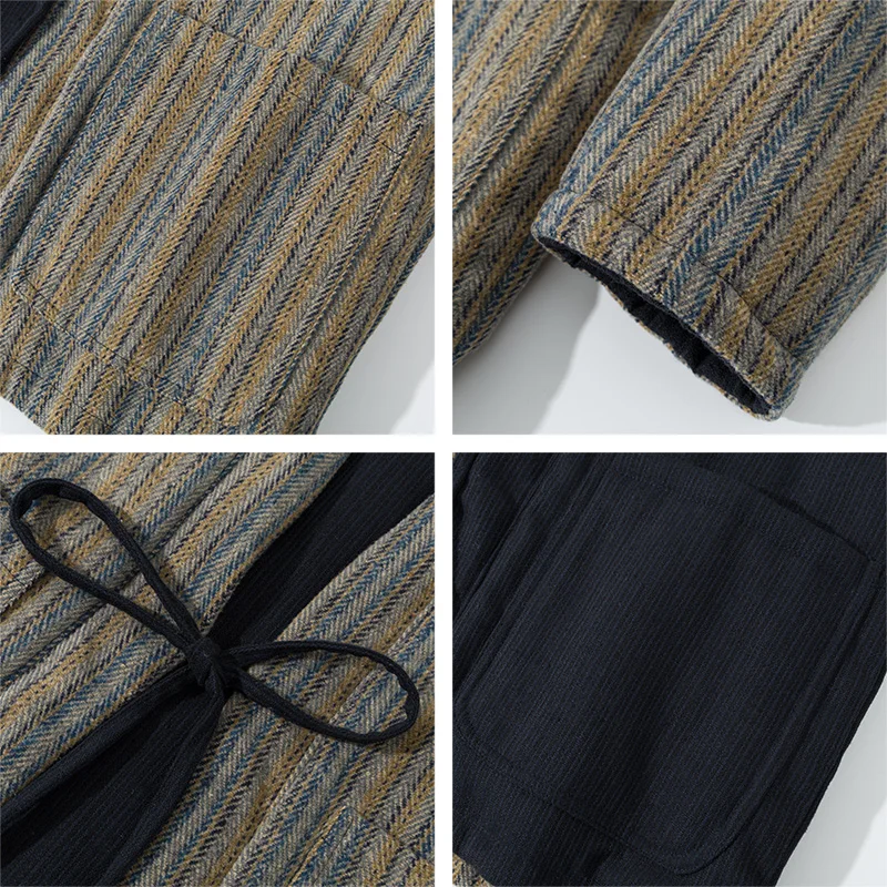 Japanese Style Striped Kimono  - Traditional Winter Japanese Clothing บทวิจารณ์และราคา