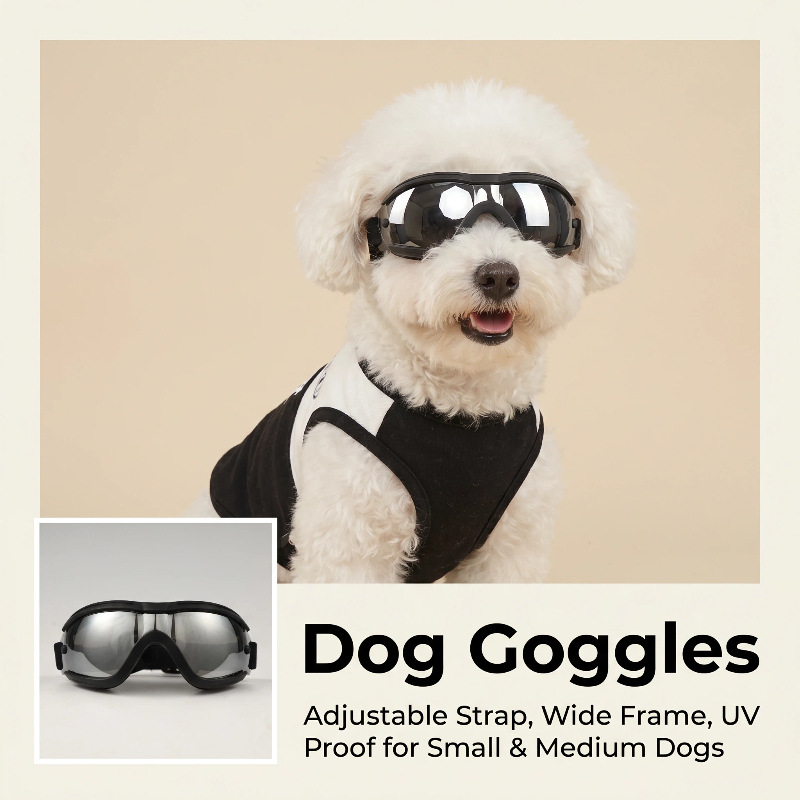 Adjustable TPU Dog Sunglasses  - Snow Goggle Uv บทวิจารณ์และราคา