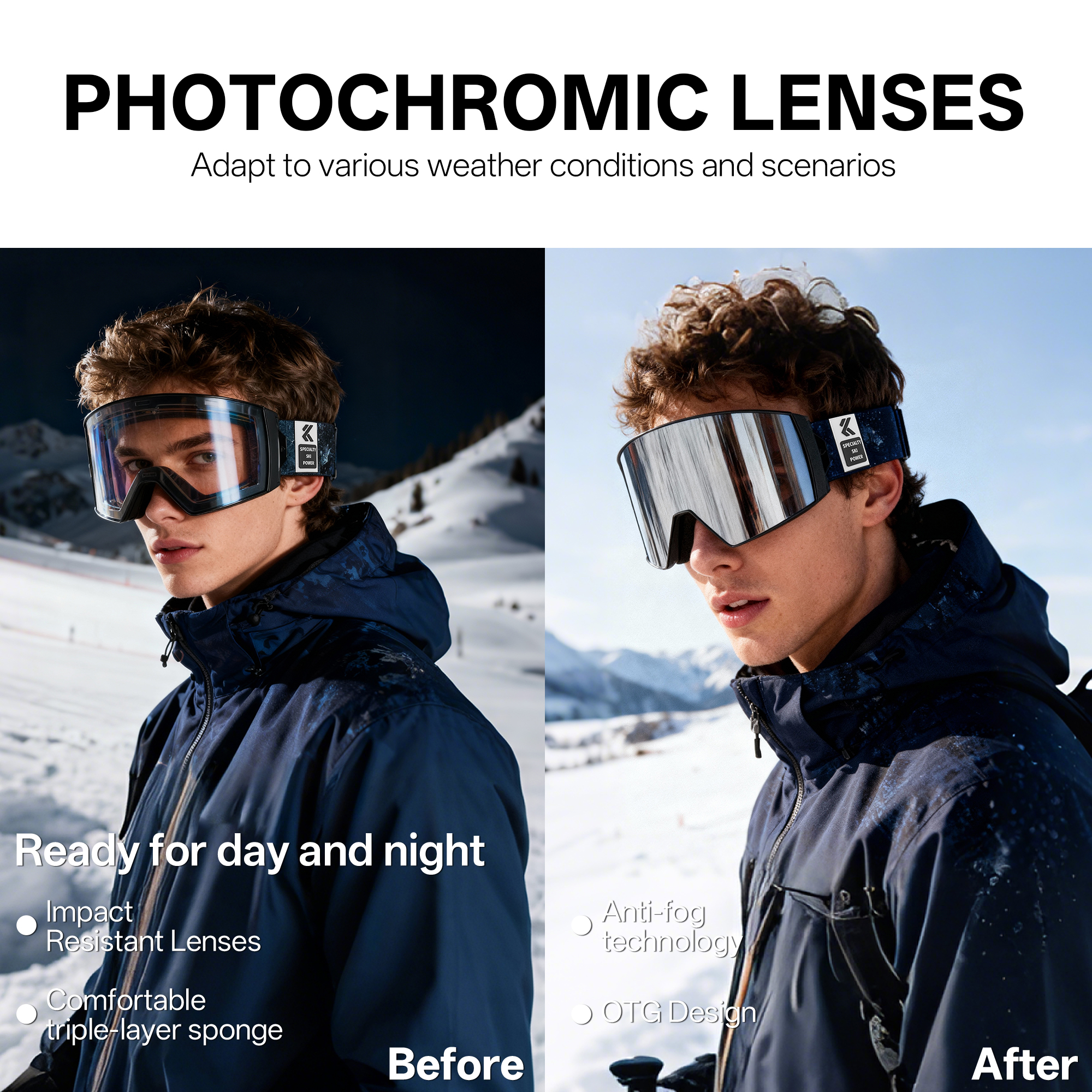 Kapvoe Photochromic Outdoor Sk - Snow Goggle Uv บทวิจารณ์และราคา