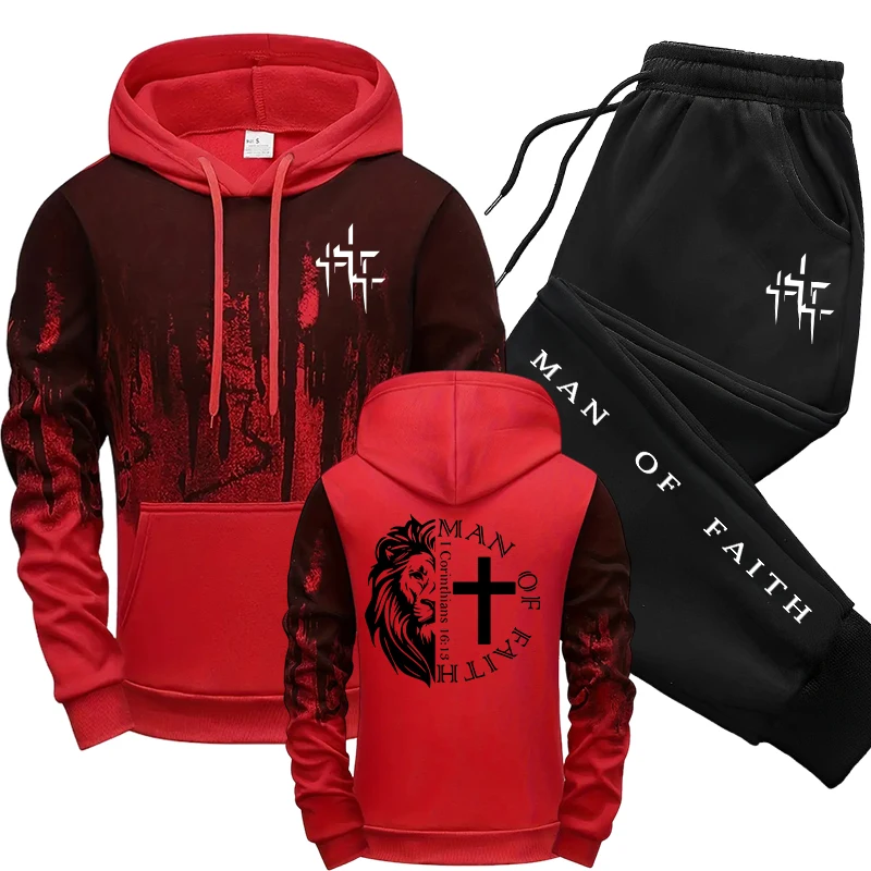 Man of Faith Pattern Men's Set - Winter Clothing Gear บทวิจารณ์และราคา
